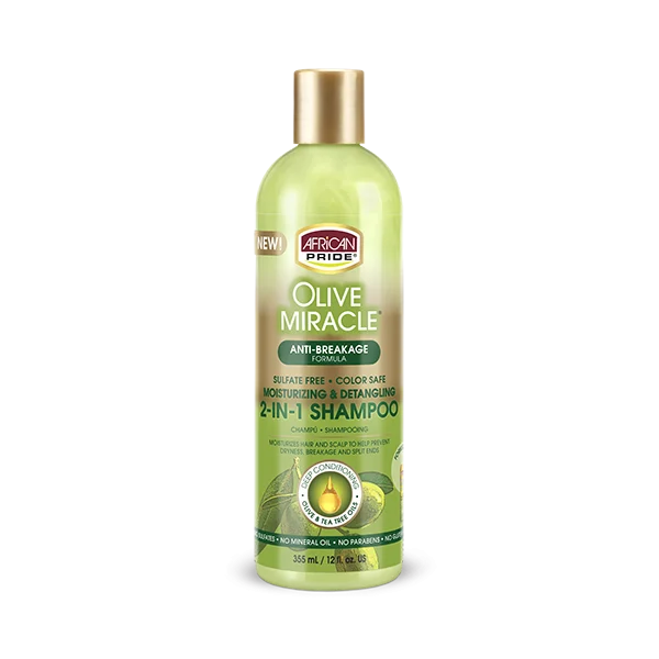 خرید شامپو و نرمکننده ۲ در ۱ آفریکن پراید OLIVE MIRACLE اصل