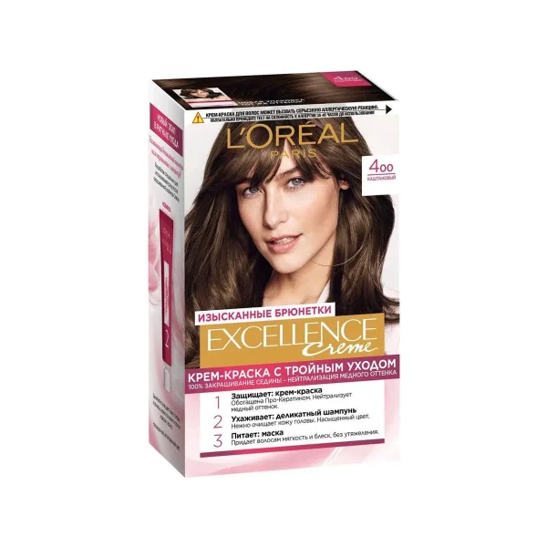 رنگ مو لورال 4.00 قهوه‌ای LOREAL - Image 1
